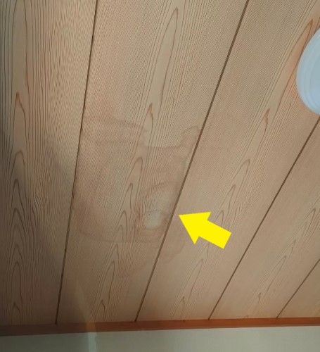 天井のシミの原因を調査　雨漏り　結露
